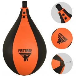 Fistrage USA FISTRAGE Speed Bag Leather Lightweight Boxing Ball MMA Muay Thai Training Punching Dodge Striking With Free Hanging Swivel Workout Speedball Kit Kicking Equipment Speed Bags